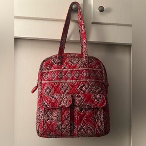 Vera Bradley Frankly Scarlet Tall Tote EUC Shoulder Bag lots of pockets